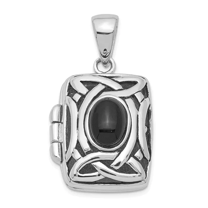 Rings TreasureFineJewelers Sterling Silver Rhodiumplated Antiqued Onyx Rectangle 20mm Locket Rings TreasureFineJewelers Sterling Silver Rhodiumplated Antiqued Onyx Rectangle 20mm Locket