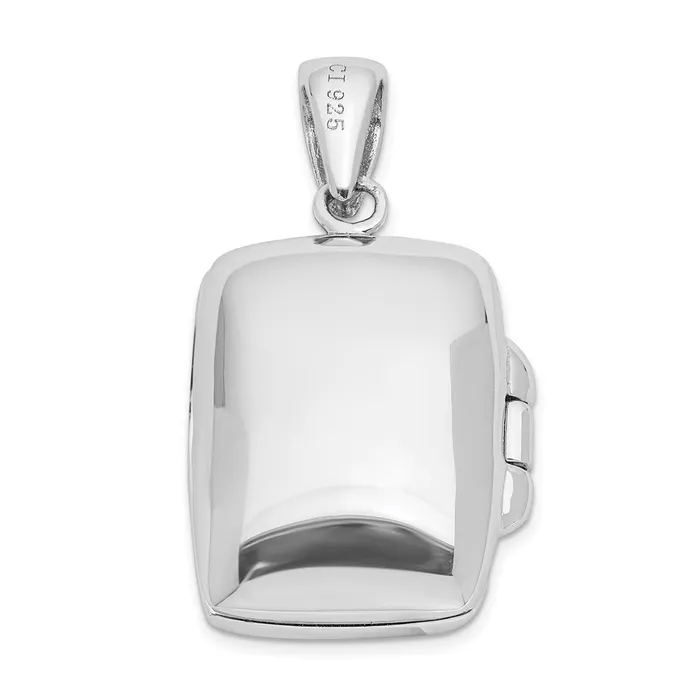 Rings TreasureFineJewelers Sterling Silver Rhodiumplated Antiqued Onyx Rectangle 20mm Locket