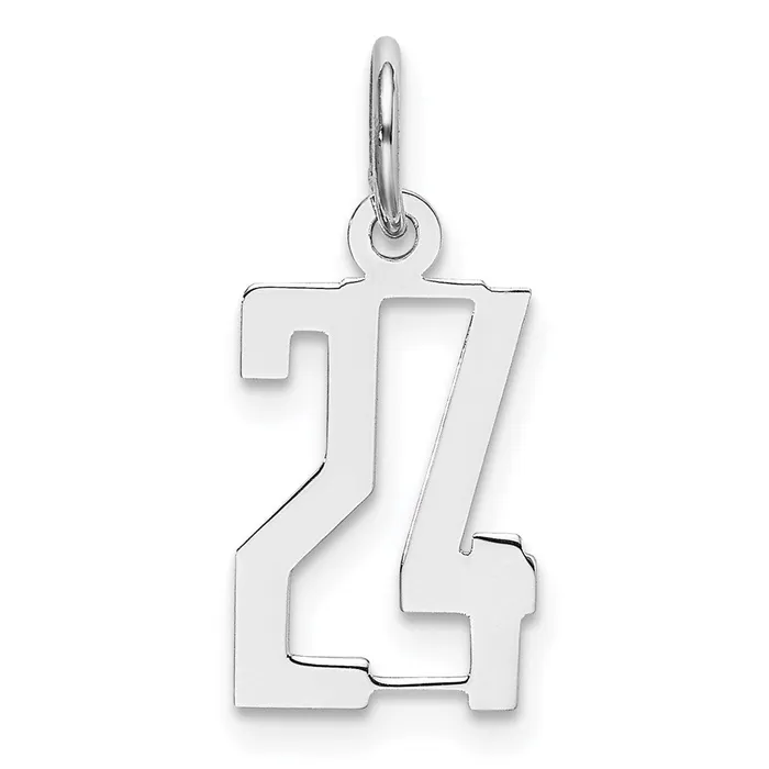 Rings TreasureFineJewelers Sterling SilverRhodiumplated Elongated Number 24 Charm Rings TreasureFineJewelers Sterling SilverRhodiumplated Elongated Number 24 Charm