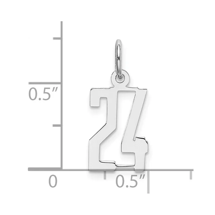 Rings TreasureFineJewelers Sterling SilverRhodiumplated Elongated Number 24 Charm
