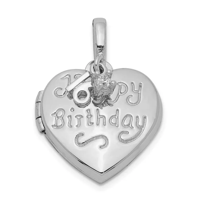 Rings TreasureFineJewelers Sterling Silver Rhodiumplated Happy 16th Birthday w CZ Heart Locket Rings TreasureFineJewelers Sterling Silver Rhodiumplated Happy 16th Birthday w CZ Heart Locket