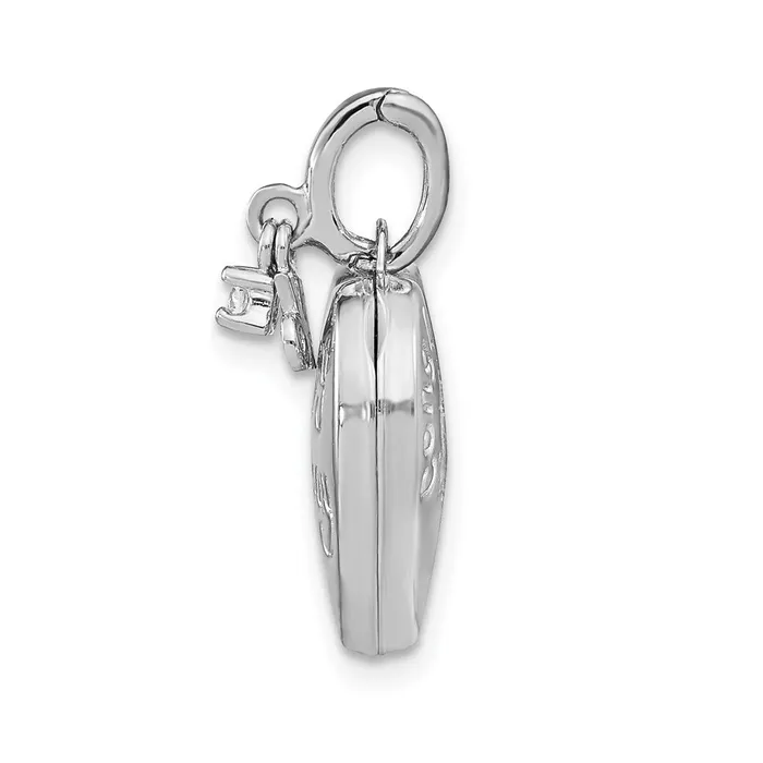 Rings TreasureFineJewelers Sterling Silver Rhodiumplated Happy 16th Birthday w CZ Heart Locket