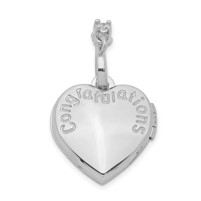 Rings TreasureFineJewelers Sterling Silver Rhodiumplated Happy 16th Birthday w CZ Heart Locket