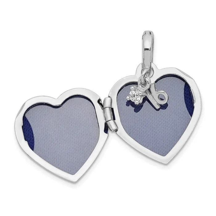 Rings TreasureFineJewelers Sterling Silver Rhodiumplated Happy 16th Birthday w CZ Heart Locket