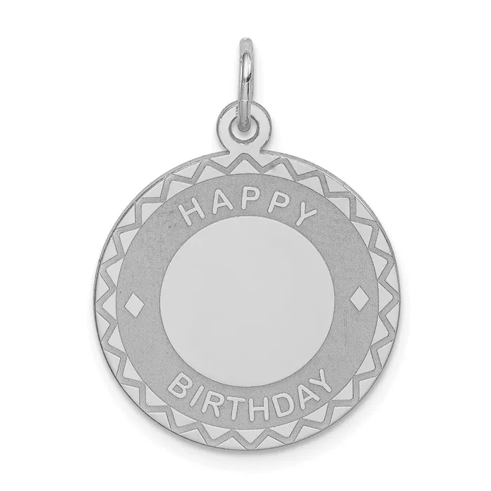 Rings TreasureFineJewelers Sterling Silver Rhodiumplated Happy Birthday Disc Charm Rings TreasureFineJewelers Sterling Silver Rhodiumplated Happy Birthday Disc Charm