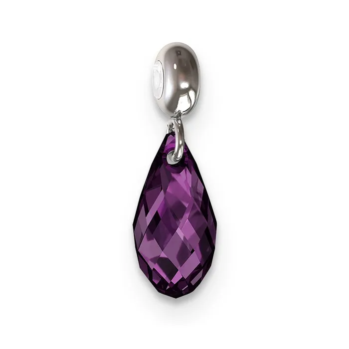 Rings TreasureFineJewelers Sterling Silver Rhodiumplated MeMi Feb Teardrop Swarovski Crystal Charm Rings TreasureFineJewelers Sterling Silver Rhodiumplated MeMi Feb Teardrop Swarovski Crystal Charm