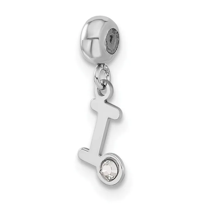 Rings TreasureFineJewelers Sterling Silver Rhodiumplated MeMi Letter I wSwarovski Crystal Charm Rings TreasureFineJewelers Sterling Silver Rhodiumplated MeMi Letter I wSwarovski Crystal Charm
