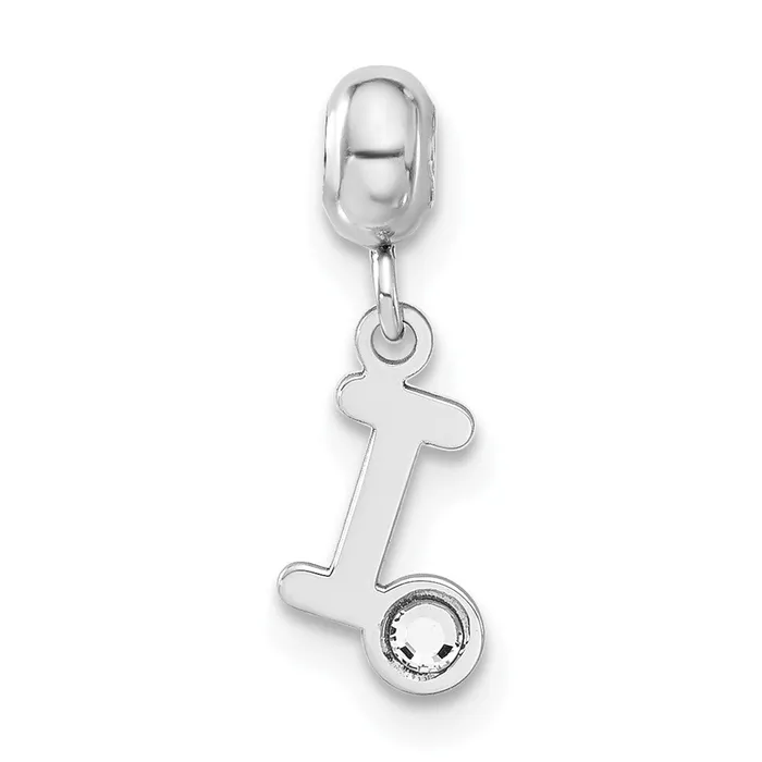 Rings TreasureFineJewelers Sterling Silver Rhodiumplated MeMi Letter I wSwarovski Crystal Charm