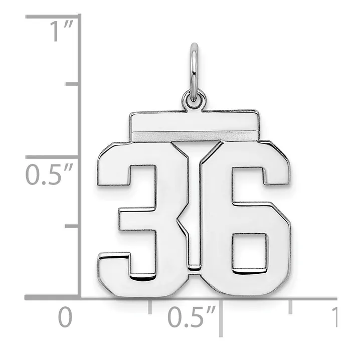 Rings TreasureFineJewelers SterlingSilver Rhodiumplated Polished Number 36 Charm