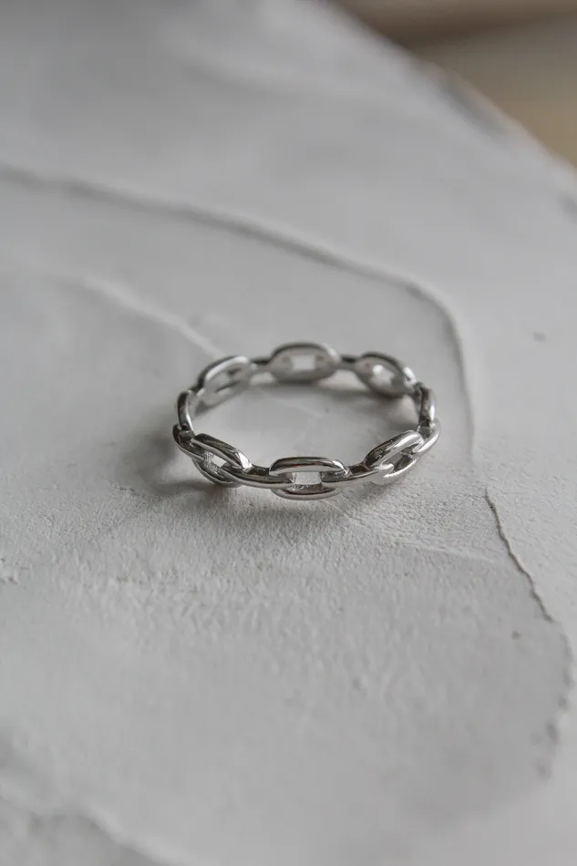 Silver Diez Rings Chain Ring