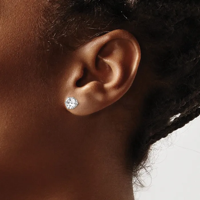 Stainless Steel Polished 6mm Round CZ Stud Post Earrings TreasureFineJewelers Earrings