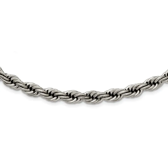 Stainless Steel Polished 7mm 18in Rope Chain TreasureFineJewelers Bracelets Stainless Steel Polished 7mm 18in Rope Chain TreasureFineJewelers Bracelets