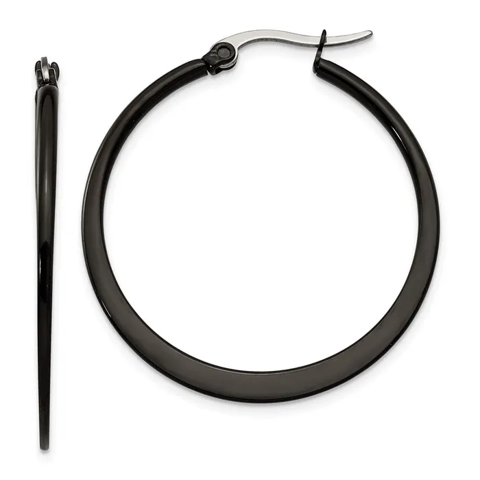Stainless Steel Polished Black IPplated 34mm Diameter Hoop Earrings TreasureFineJewelers Earrings Stainless Steel Polished Black IPplated 34mm Diameter Hoop Earrings TreasureFineJewelers Earrings