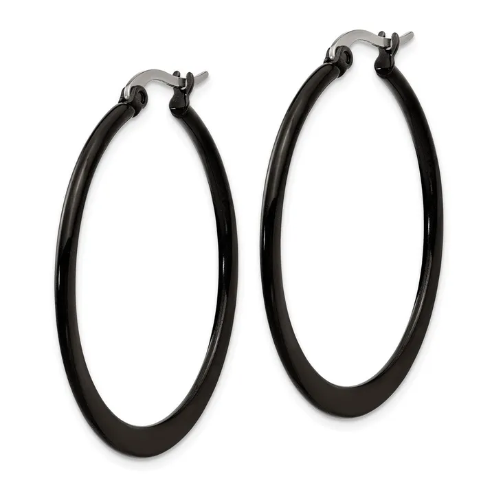 Stainless Steel Polished Black IPplated 34mm Diameter Hoop Earrings TreasureFineJewelers Earrings