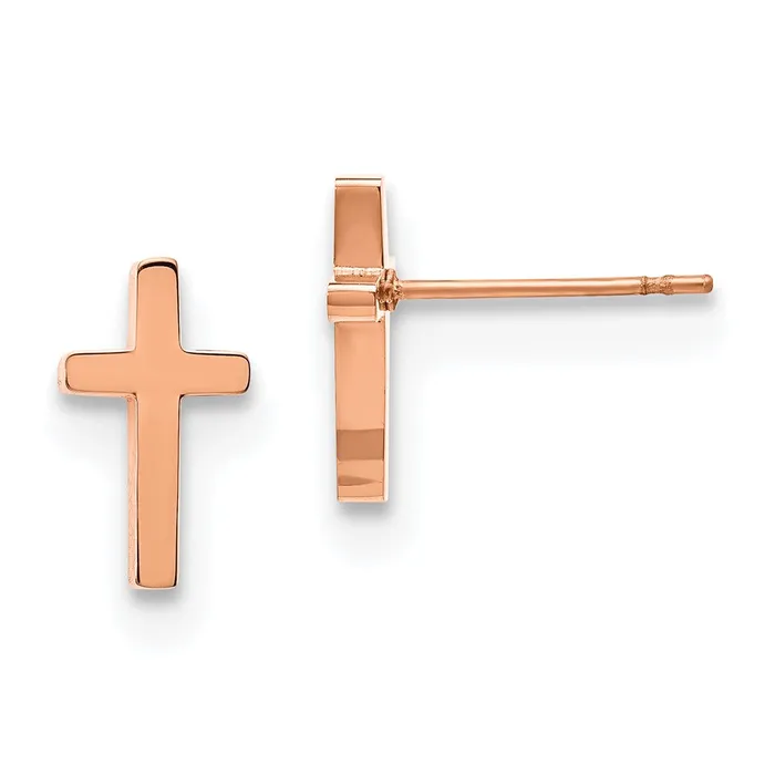 Stainless Steel Polished Rose IPplated Cross Post Earrings TreasureFineJewelers Earrings Stainless Steel Polished Rose IPplated Cross Post Earrings TreasureFineJewelers Earrings
