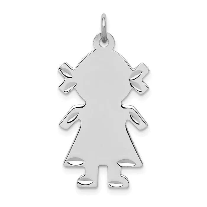 Sterling S Rhplt Engravable Girl Polished FrontSatin Back Disc Charm TreasureFineJewelers Charm Necklaces Sterling S Rhplt Engravable Girl Polished FrontSatin Back Disc Charm TreasureFineJewelers Charm Necklaces