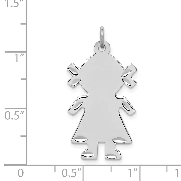 Sterling S Rhplt Engravable Girl Polished FrontSatin Back Disc Charm TreasureFineJewelers Charm Necklaces