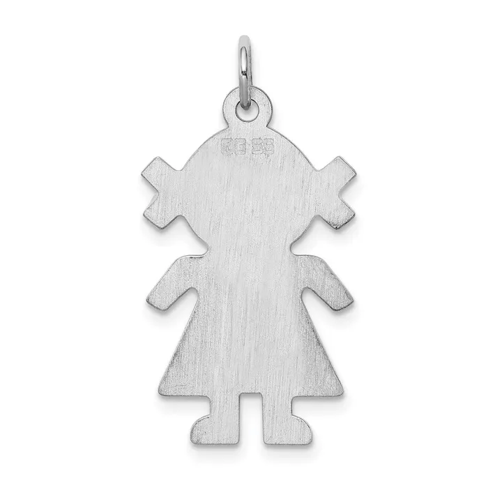 Sterling S Rhplt Engravable Girl Polished FrontSatin Back Disc Charm TreasureFineJewelers Charm Necklaces