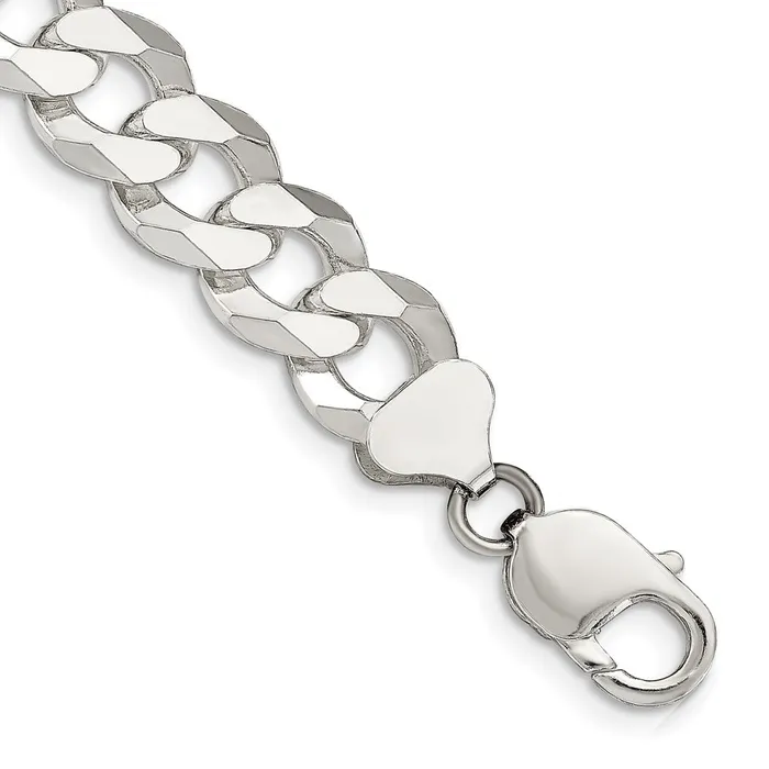 Sterling Silver 123mm Beveled Curb Chain TreasureFineJewelers Necklaces
