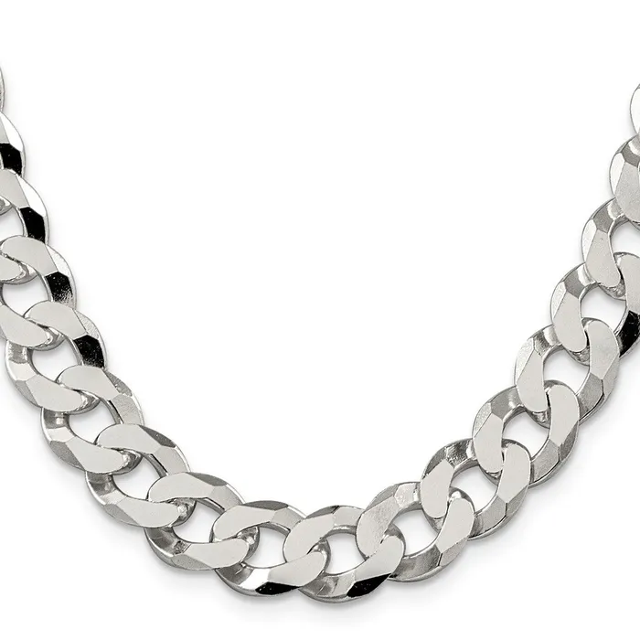 Sterling Silver 123mm Beveled Curb Chain TreasureFineJewelers Necklaces