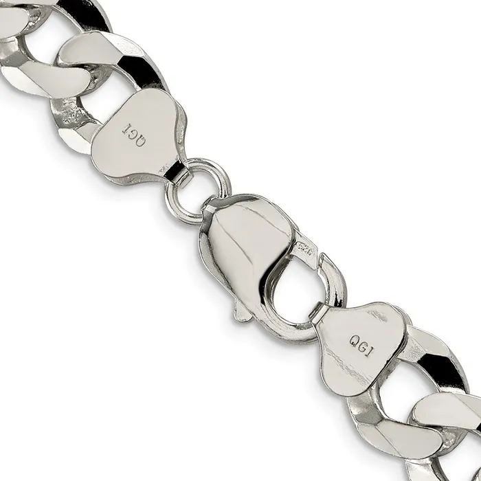 Sterling Silver 123mm Beveled Curb Chain TreasureFineJewelers Necklaces