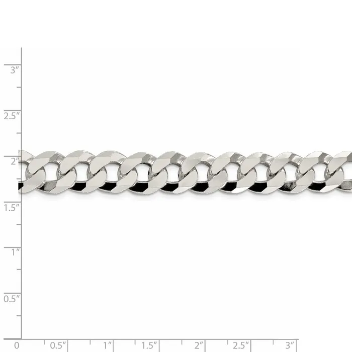 Sterling Silver 123mm Beveled Curb Chain TreasureFineJewelers Necklaces