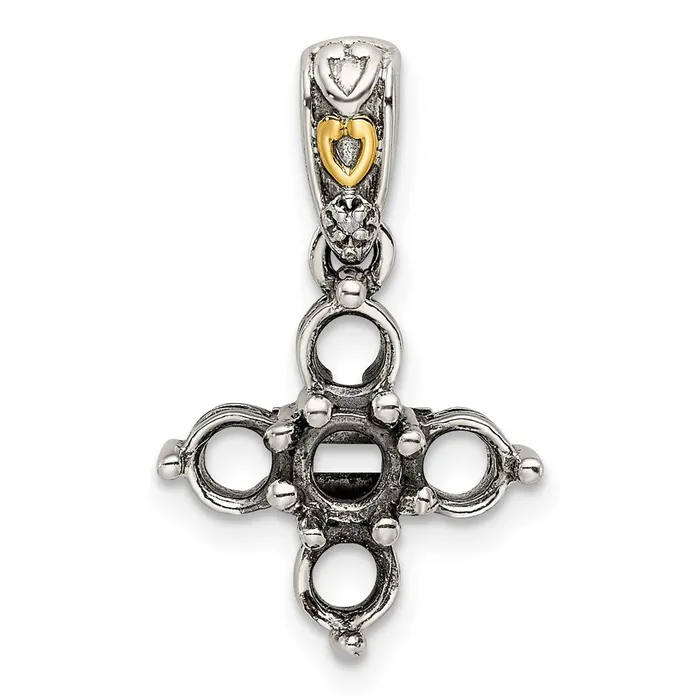 Sterling Silver 14k Fivestone and Diamond Mothers Pendant SemiMount TreasureFineJewelers Necklaces