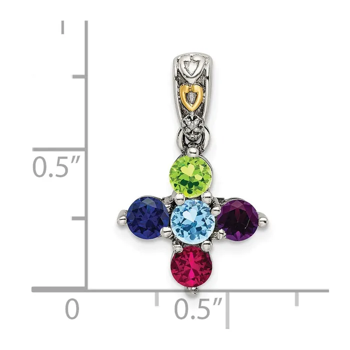 Sterling Silver 14k Fivestone and Diamond Mothers Pendant SemiMount TreasureFineJewelers Necklaces