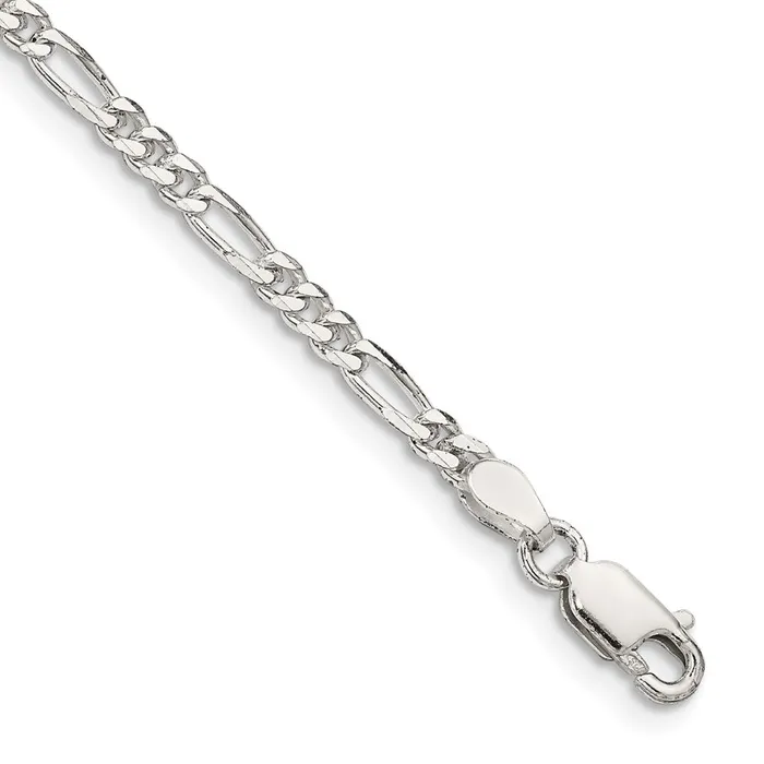 Sterling Silver 285mm Figaro Chain Anklet TreasureFineJewelers Rings