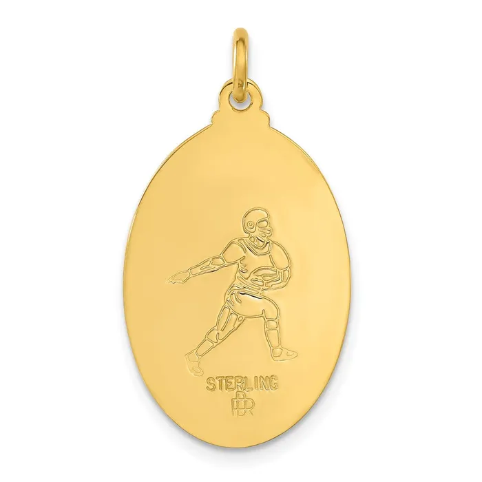 Sterling Silver 24k Goldplated Football Saint Christopher Medal Pendant TreasureFineJewelers Necklaces