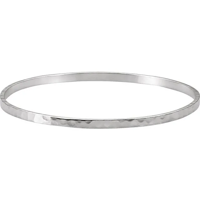 Sterling Silver 325 mm Hammered Bangle Bracelet TreasureFineJewelers Bracelets