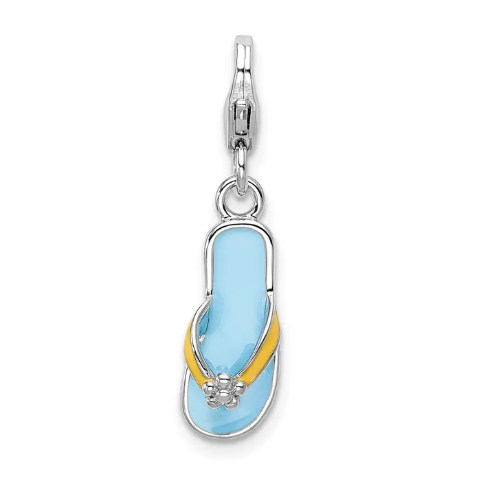 Sterling Silver Amore La Vita Rhodpl Enameled 3D Flower Flip Flop Charm TreasureFineJewelers Rings Sterling Silver Amore La Vita Rhodpl Enameled 3D Flower Flip Flop Charm TreasureFineJewelers Rings