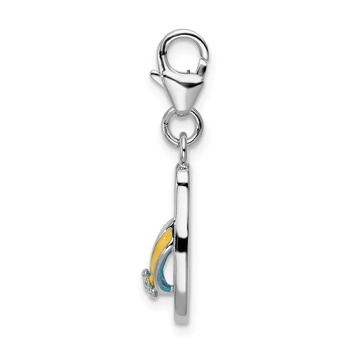 Sterling Silver Amore La Vita Rhodpl Enameled 3D Flower Flip Flop Charm TreasureFineJewelers Rings