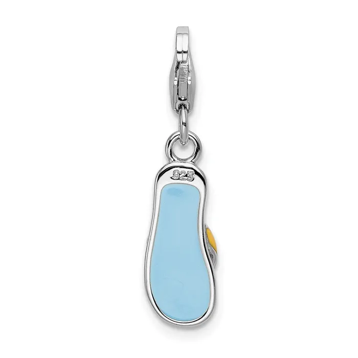 Sterling Silver Amore La Vita Rhodpl Enameled 3D Flower Flip Flop Charm TreasureFineJewelers Rings