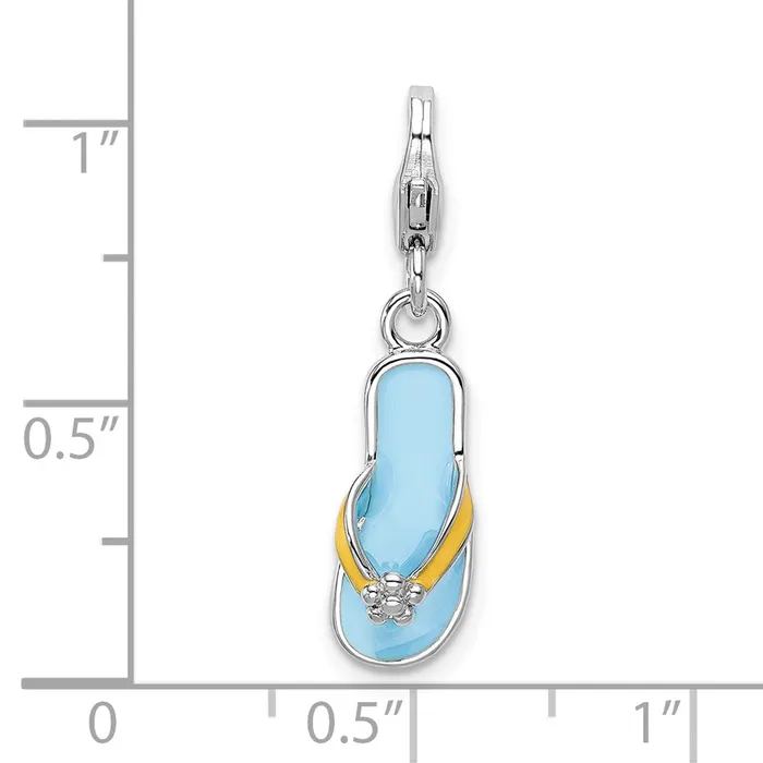 Sterling Silver Amore La Vita Rhodpl Enameled 3D Flower Flip Flop Charm TreasureFineJewelers Rings
