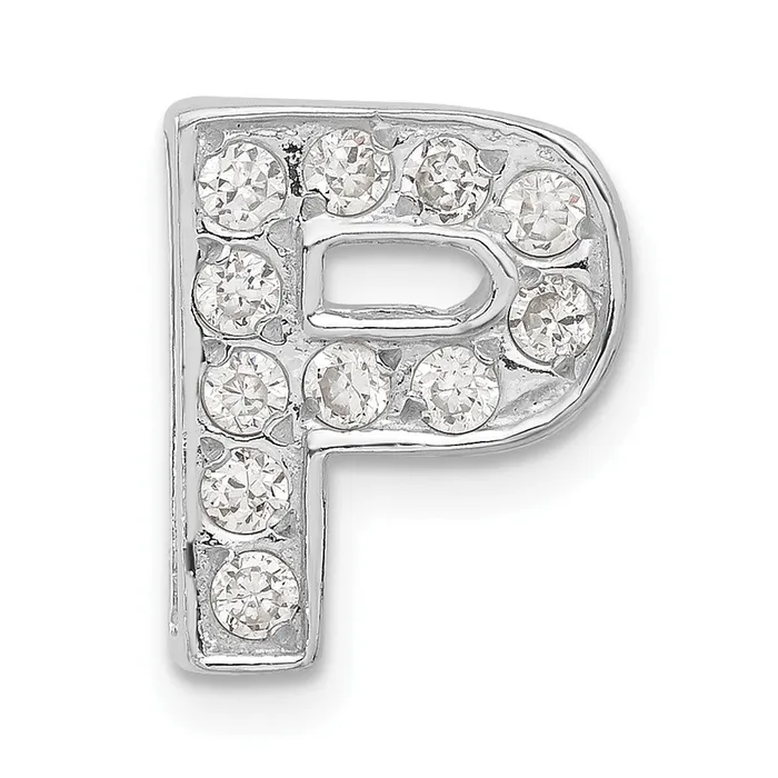 Sterling Silver CZ Initial P Charm TreasureFineJewelers Necklaces