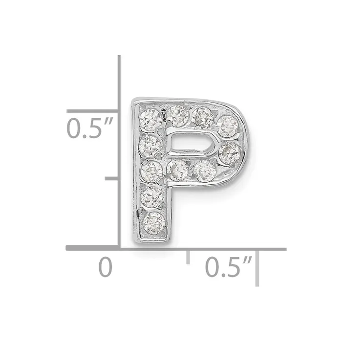 Sterling Silver CZ Initial P Charm TreasureFineJewelers Necklaces