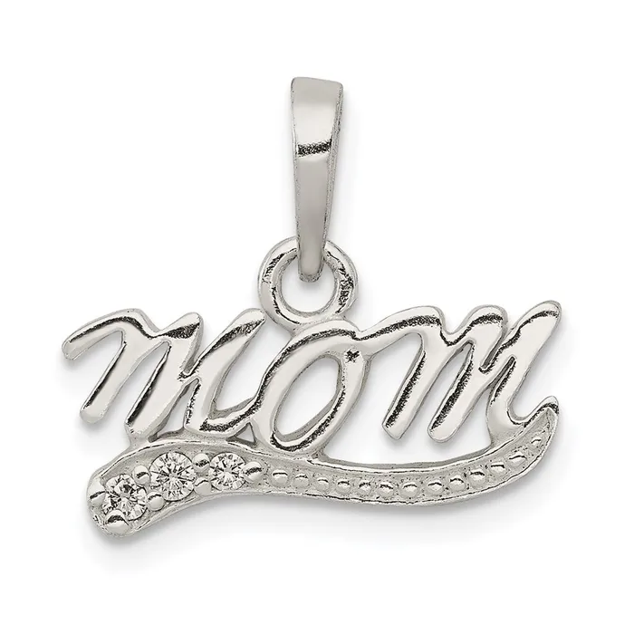 Sterling Silver CZ Polished Mom Pendant TreasureFineJewelers Necklaces
