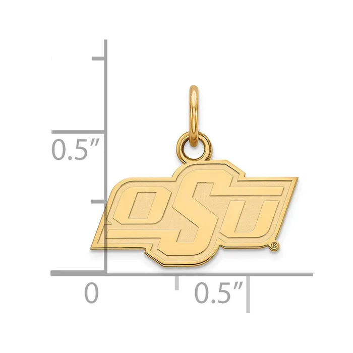 Sterling Silver Goldplated Oklahoma State University OSU Extra Small Pendant TreasureFineJewelers Necklaces
