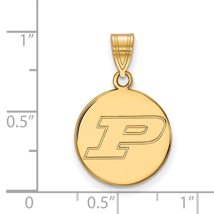 Sterling Silver Goldplated Purdue University Letter P Medium Disc Pendant TreasureFineJewelers Necklaces