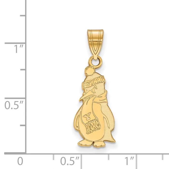 Sterling Silver Goldplated Youngstown State University Penguin Large Pendant TreasureFineJewelers Necklaces