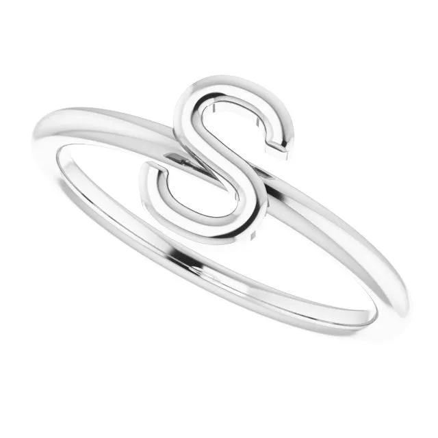 Sterling Silver Initial S Ring TreasureFineJewelers Rings