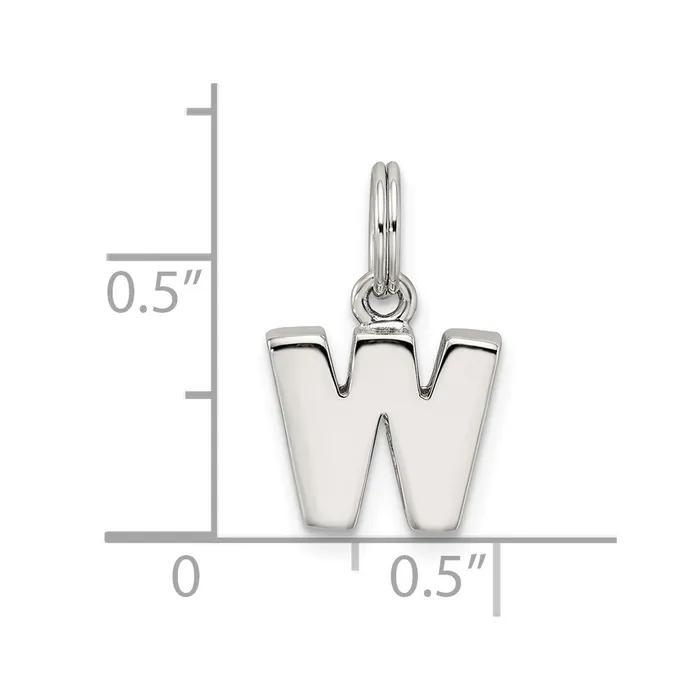 Sterling Silver Letter W Initial Charm TreasureFineJewelers Necklaces
