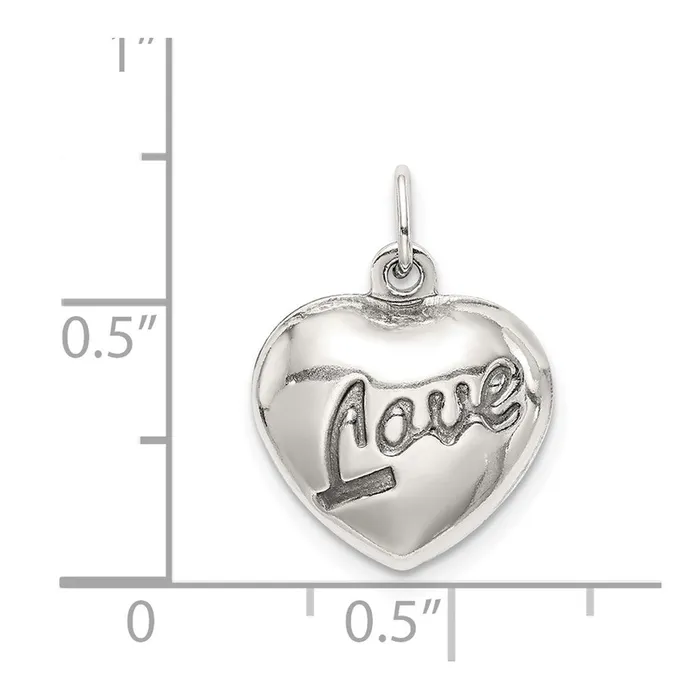 Sterling Silver Love Puffed Heart Charm TreasureFineJewelers Rings