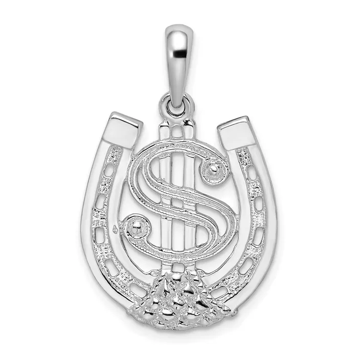 Sterling Silver Polished Dollar Sign In Horse Shoe Pendant TreasureFineJewelers Necklaces Sterling Silver Polished Dollar Sign In Horse Shoe Pendant TreasureFineJewelers Necklaces