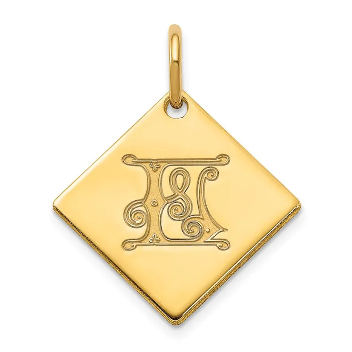 Sterling Silver Polished Gold Plated Gold Letter L Initial Charm TreasureFineJewelers Earrings Sterling Silver Polished Gold Plated Gold Letter L Initial Charm TreasureFineJewelers Earrings