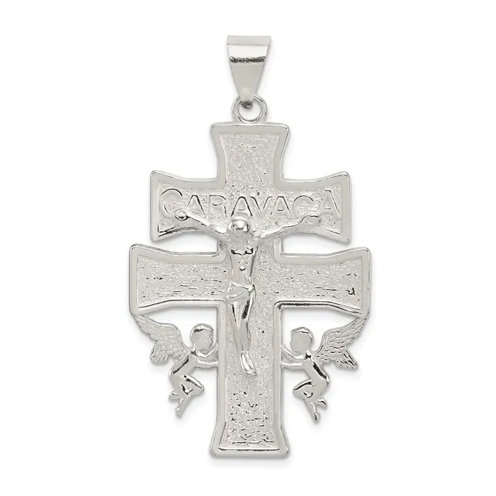 Sterling Silver Polished Large Caravaca INRI Crucifix Cross Pendant TreasureFineJewelers Necklaces