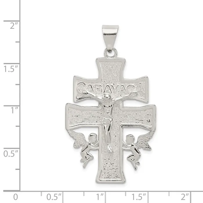 Sterling Silver Polished Large Caravaca INRI Crucifix Cross Pendant TreasureFineJewelers Necklaces