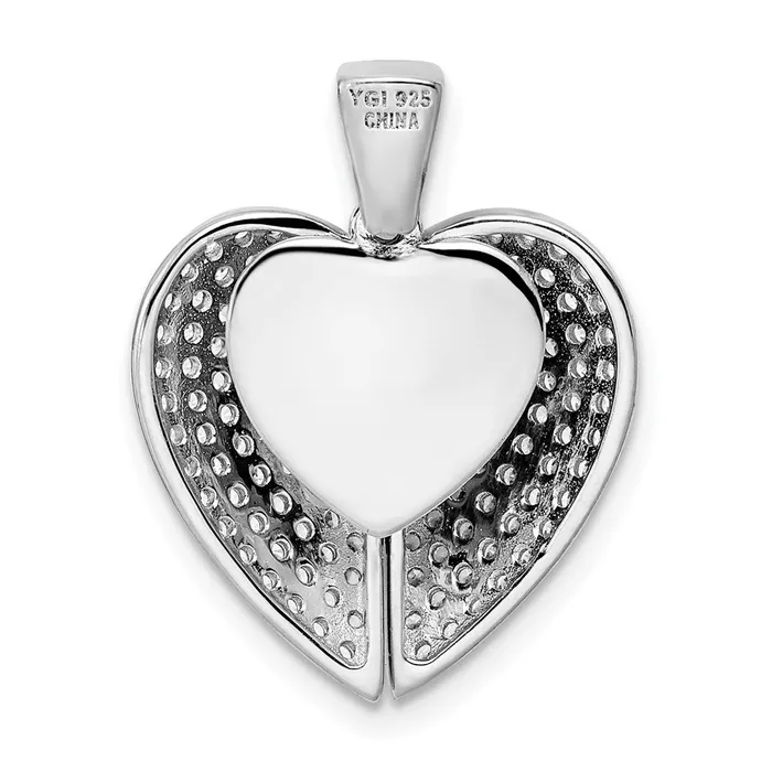 Sterling Silver Polished Rhodiumplated CZ Opening Heart Pendant TreasureFineJewelers Necklaces