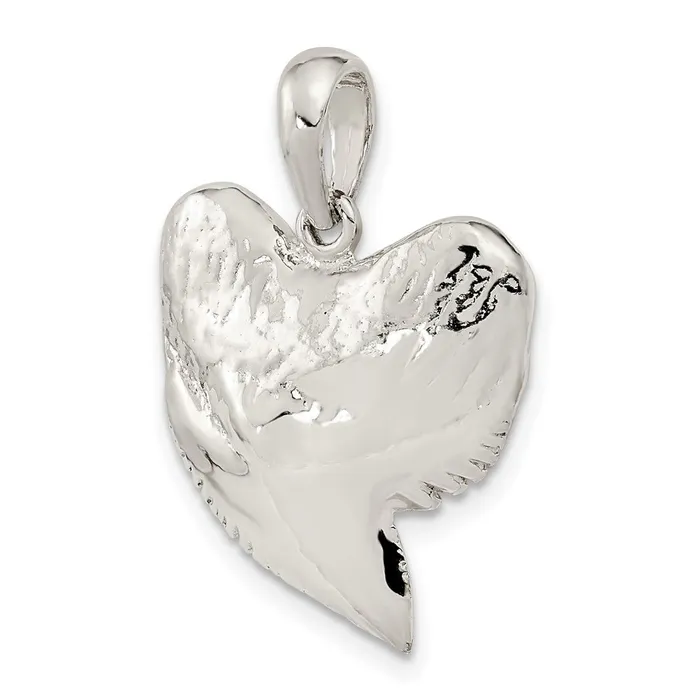 Sterling Silver PolishedTextured Shark Tooth Pendant TreasureFineJewelers Necklaces